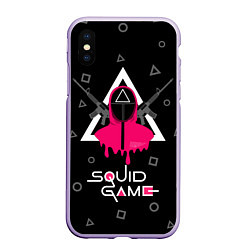 Чехол iPhone XS Max матовый Squid game: guard with M-16, цвет: 3D-светло-сиреневый