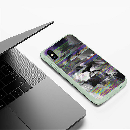 Чехол iPhone XS Max матовый Glitch lion 2020 / 3D-Салатовый – фото 3