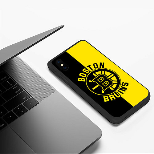 Чехол iPhone XS Max матовый Boston Bruins, Бостон Брюинз / 3D-Черный – фото 3