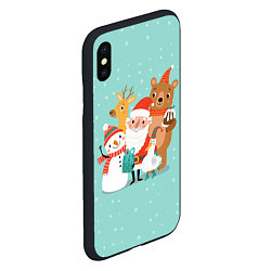 Чехол iPhone XS Max матовый Звери и Дед Мороз, цвет: 3D-черный — фото 2