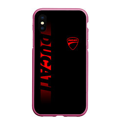 Чехол iPhone XS Max матовый DUCATI BLACK RED LINE, цвет: 3D-малиновый