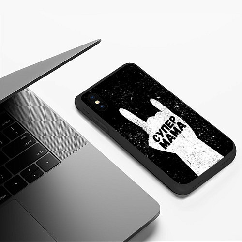 Чехол iPhone XS Max матовый Супер рок мама / 3D-Черный – фото 3