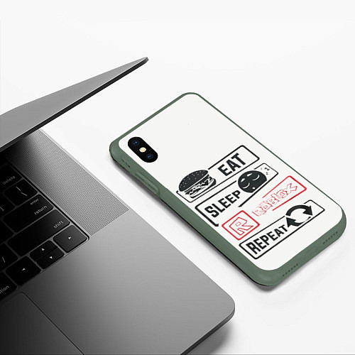 Чехол iPhone XS Max матовый Roblox repeat / 3D-Темно-зеленый – фото 3