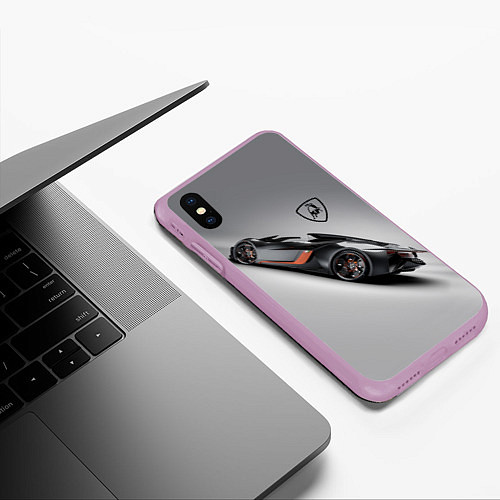 Чехол iPhone XS Max матовый Lamborghini - не для всех! / 3D-Сиреневый – фото 3