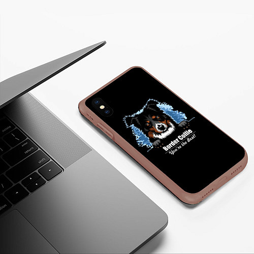 Чехол iPhone XS Max матовый Бордер-Колли Border-Collie / 3D-Коричневый – фото 3
