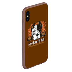 Чехол iPhone XS Max матовый Американский Питбультерьер Pit Bull Terrier, цвет: 3D-коричневый — фото 2