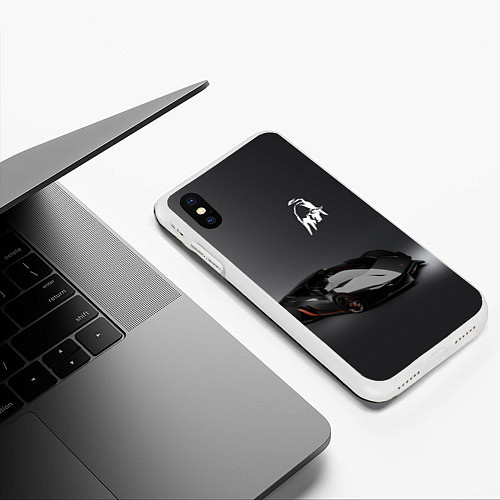 Чехол iPhone XS Max матовый Ламбо - реально зачётное точило! / 3D-Белый – фото 3