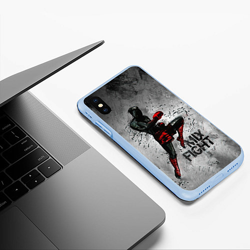 Чехол iPhone XS Max матовый MIX FIGHT / 3D-Голубой – фото 3
