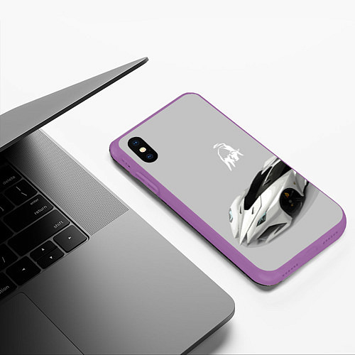 Чехол iPhone XS Max матовый Lamborghini Concept sketch / 3D-Фиолетовый – фото 3