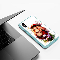 Чехол iPhone XS Max матовый Милая Кли дуется геншин импакт, цвет: 3D-мятный — фото 2