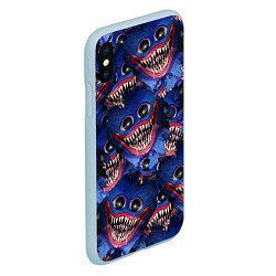 Чехол iPhone XS Max матовый Huggy Wuggy: Pattern Face, цвет: 3D-голубой — фото 2