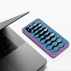 Чехол iPhone XS Max матовый Соты узор авангард, цвет: 3D-фиолетовый — фото 2