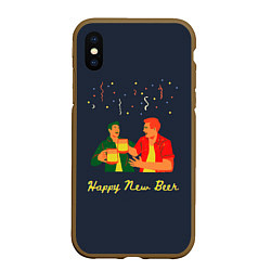 Чехол iPhone XS Max матовый Happy new beer 2022, цвет: 3D-коричневый