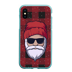 Чехол iPhone XS Max матовый SANTA HIPSTER САНТА ХИПСТЕР, цвет: 3D-мятный