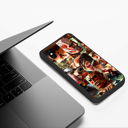 Чехол iPhone XS Max матовый Атака Титанов Shingeki no Kyojin / 3D-Черный – фото 3