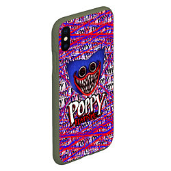 Чехол iPhone XS Max матовый Huggy Wuggy: Poppy Pattern, цвет: 3D-темно-зеленый — фото 2