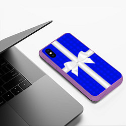 Чехол iPhone XS Max матовый НОВОГОДНЯЯ УПАКОВКА СИНИЙ ЦВЕТ, цвет: 3D-фиолетовый — фото 2