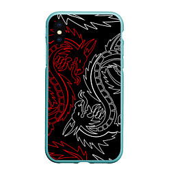 Чехол iPhone XS Max матовый БЕЛО КРАСНЫЙ ДРАКОН RED WHITE DRAGON, цвет: 3D-мятный