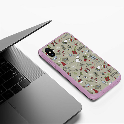 Чехол iPhone XS Max матовый Винтажный 2022 / 3D-Сиреневый – фото 3