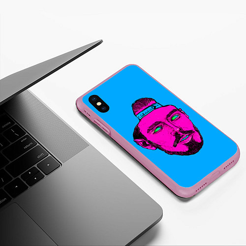 Чехол iPhone XS Max матовый Многознаал в кепке / 3D-Розовый – фото 3