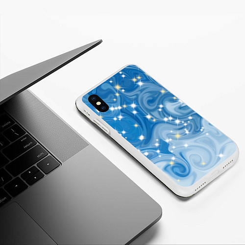 Чехол iPhone XS Max матовый Голубая метелица / 3D-Белый – фото 3