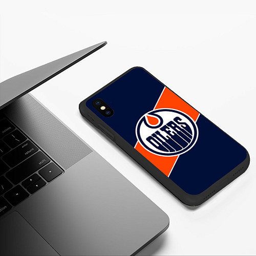 Чехол iPhone XS Max матовый Эдмонтон Ойлерз Edmonton Oilers NHL / 3D-Черный – фото 3