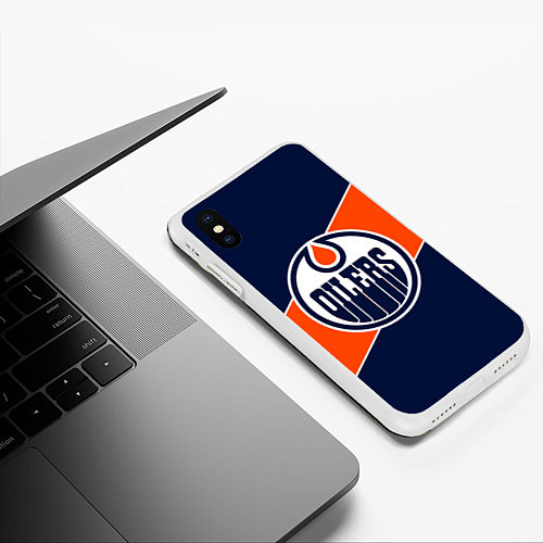 Чехол iPhone XS Max матовый Эдмонтон Ойлерз Edmonton Oilers NHL / 3D-Белый – фото 3