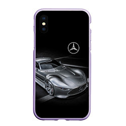 Чехол iPhone XS Max матовый Mercedes-Benz motorsport black, цвет: 3D-светло-сиреневый
