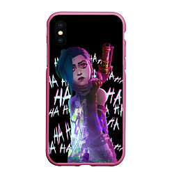 Чехол iPhone XS Max матовый Jinx Arcane, цвет: 3D-малиновый