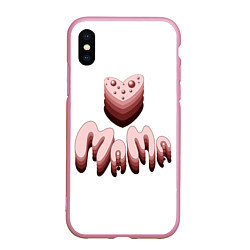 Чехол iPhone XS Max матовый Объемное розовое сердце с бусинами и объемной розо, цвет: 3D-розовый