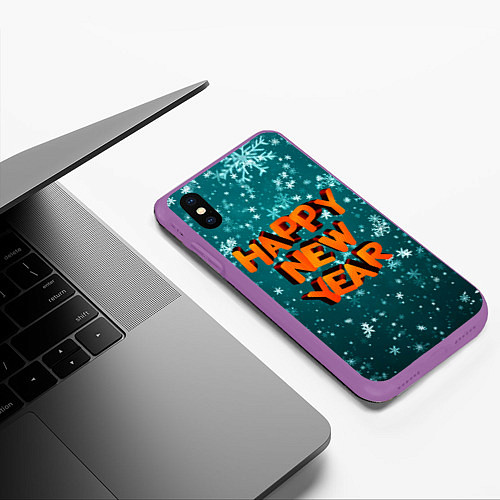 Чехол iPhone XS Max матовый HAPPY NEW YEAR 2022 С НОВЫМ ГОДОМ / 3D-Фиолетовый – фото 3