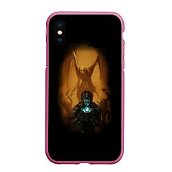 Чехол iPhone XS Max матовый Necromorph, цвет: 3D-малиновый