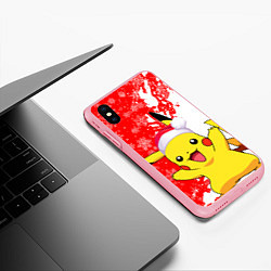 Чехол iPhone XS Max матовый НОВОГОДНИЙ ПИКАЧУ, ЗИМА БЛИЗКО, цвет: 3D-баблгам — фото 2