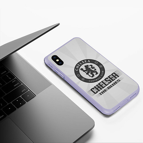 Чехол iPhone XS Max матовый Chelsea FC Graphite Theme / 3D-Светло-сиреневый – фото 3