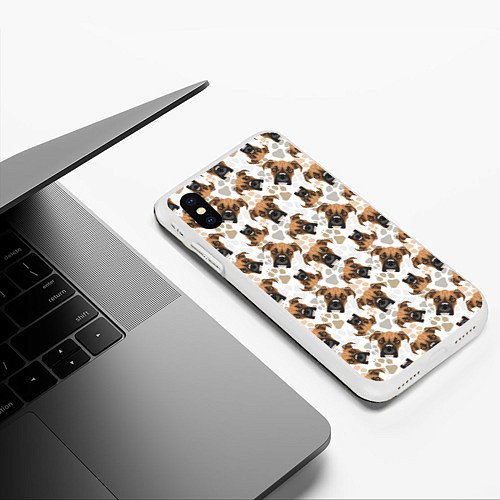 Чехол iPhone XS Max матовый Немецкий Бульдог Боксёр / 3D-Белый – фото 3