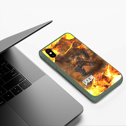 Чехол iPhone XS Max матовый КИБЕРДЕМОН DOOM 2 / 3D-Темно-зеленый – фото 3