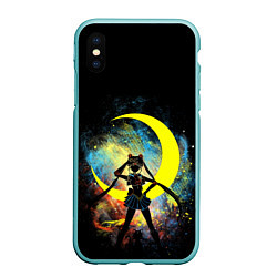 Чехол iPhone XS Max матовый Sailormoon Сейлормун на фоне звезд, цвет: 3D-мятный