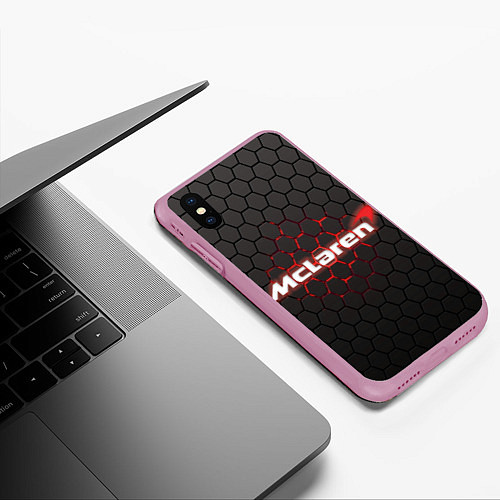 Чехол iPhone XS Max матовый McLaren carbon theme / 3D-Розовый – фото 3