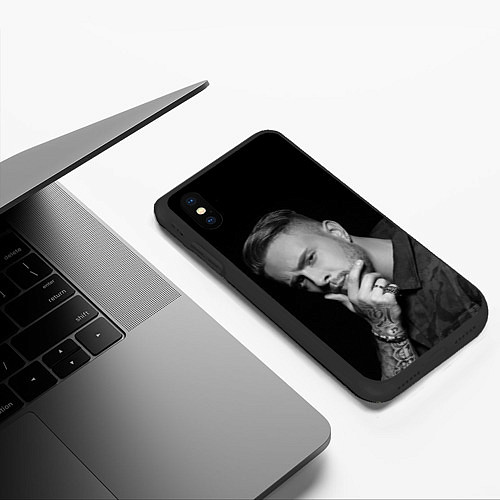 Чехол iPhone XS Max матовый Егор Крид Задумчивый образ / 3D-Черный – фото 3