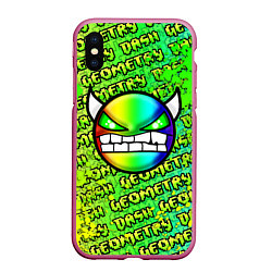 Чехол iPhone XS Max матовый Geometry Dash: Acid Green, цвет: 3D-малиновый