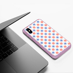 Чехол iPhone XS Max матовый Снежинки паттернsnowflakes pattern, цвет: 3D-сиреневый — фото 2