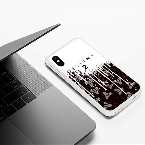Чехол iPhone XS Max матовый Destiny Подтеки красок / 3D-Белый – фото 3