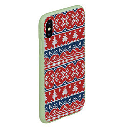 Чехол iPhone XS Max матовый New Year Pattern, цвет: 3D-салатовый — фото 2