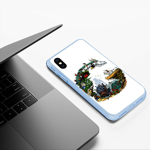 Чехол iPhone XS Max матовый Миры Хаяо Миядзаки унесенные призраками и другие / 3D-Голубой – фото 3