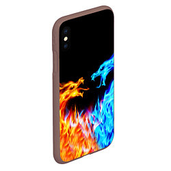 Чехол iPhone XS Max матовый FIRE DRAGONS ОГНЕННЫЕ ДРАКОНЫ, цвет: 3D-коричневый — фото 2