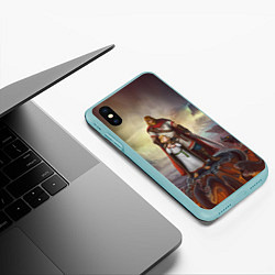 Чехол iPhone XS Max матовый Славянский Воин Защитник, цвет: 3D-мятный — фото 2