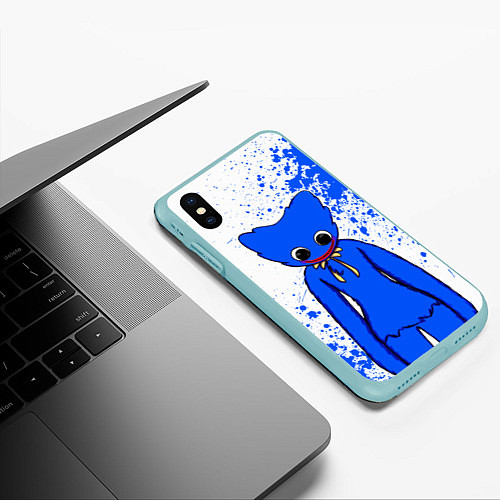 Чехол iPhone XS Max матовый POPPY PLAYTIME BLUE ИГРА ПОППИ ПЛЕЙТАЙМ ХАГГИ ВАГГ / 3D-Мятный – фото 3