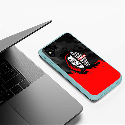 Чехол iPhone XS Max матовый La Casa de Papel Professor / 3D-Мятный – фото 3