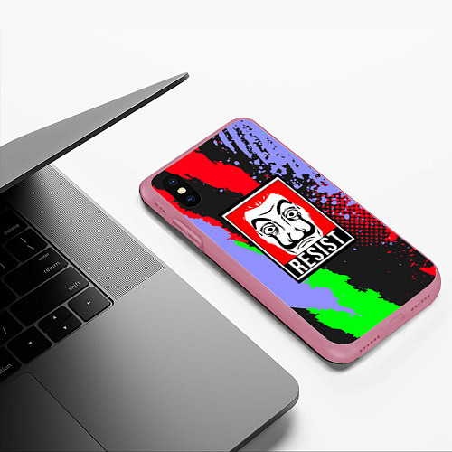 Чехол iPhone XS Max матовый La Casa de Papel Resist / 3D-Малиновый – фото 3