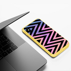 Чехол iPhone XS Max матовый HOLO ZIGWAVE ГОЛОГРАФИЧЕСКИЙ ЗИГЗАГ, цвет: 3D-желтый — фото 2